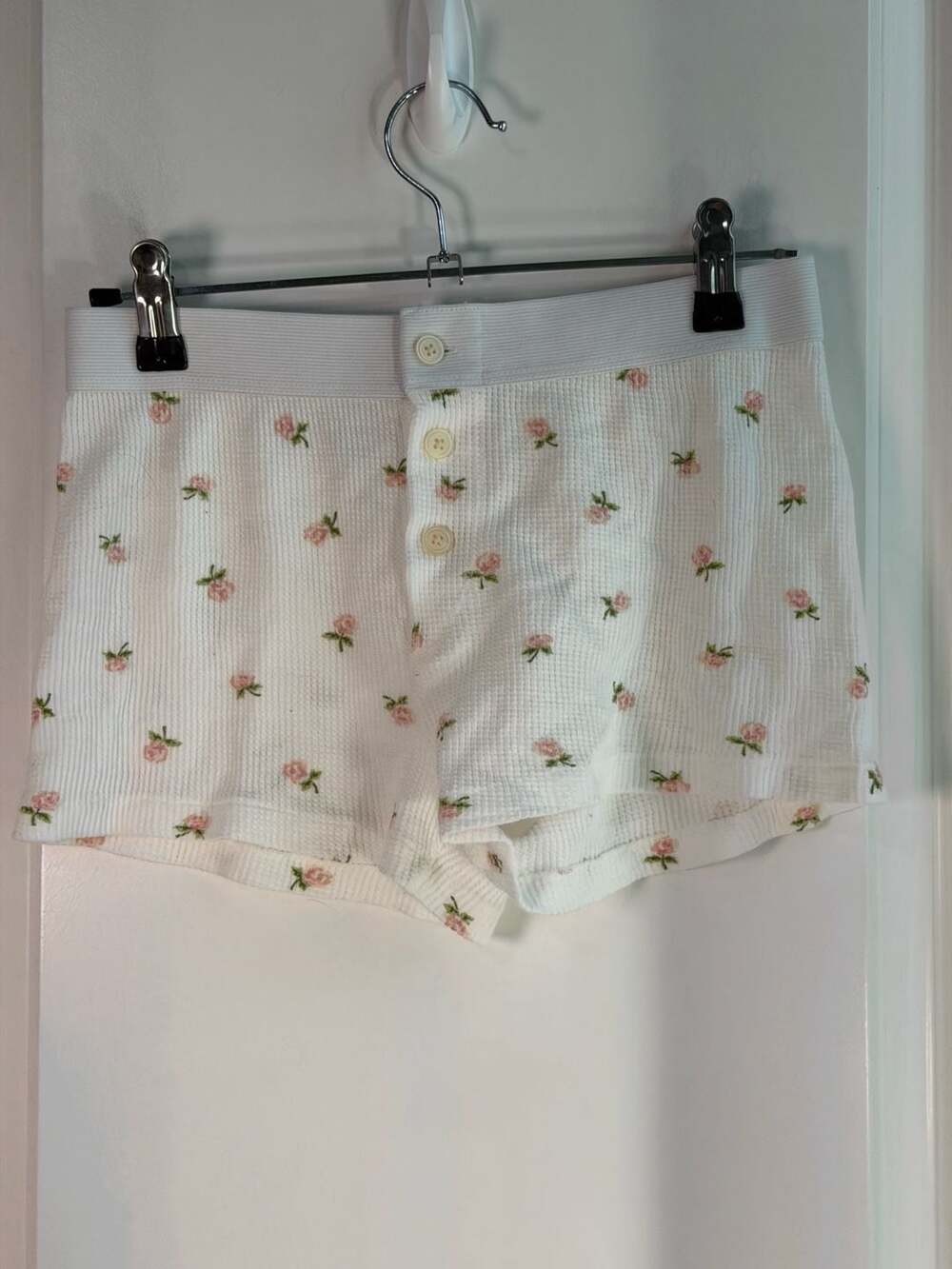 NWOT Brandy Melville Floral Thermal Button-Front Boxer Shorts